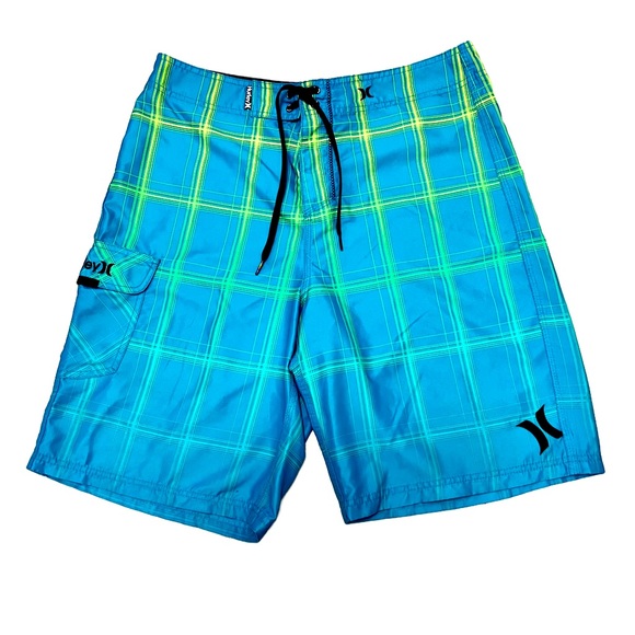 Hurley Men’s Plaid & Check Cargo Board Shorts Size 34 - Picture 1 of 3